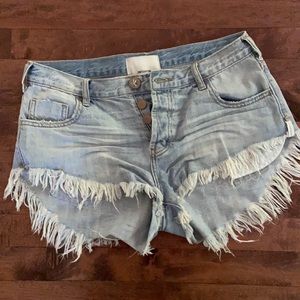 One Teaspoon Brandos frayed denim shorts
